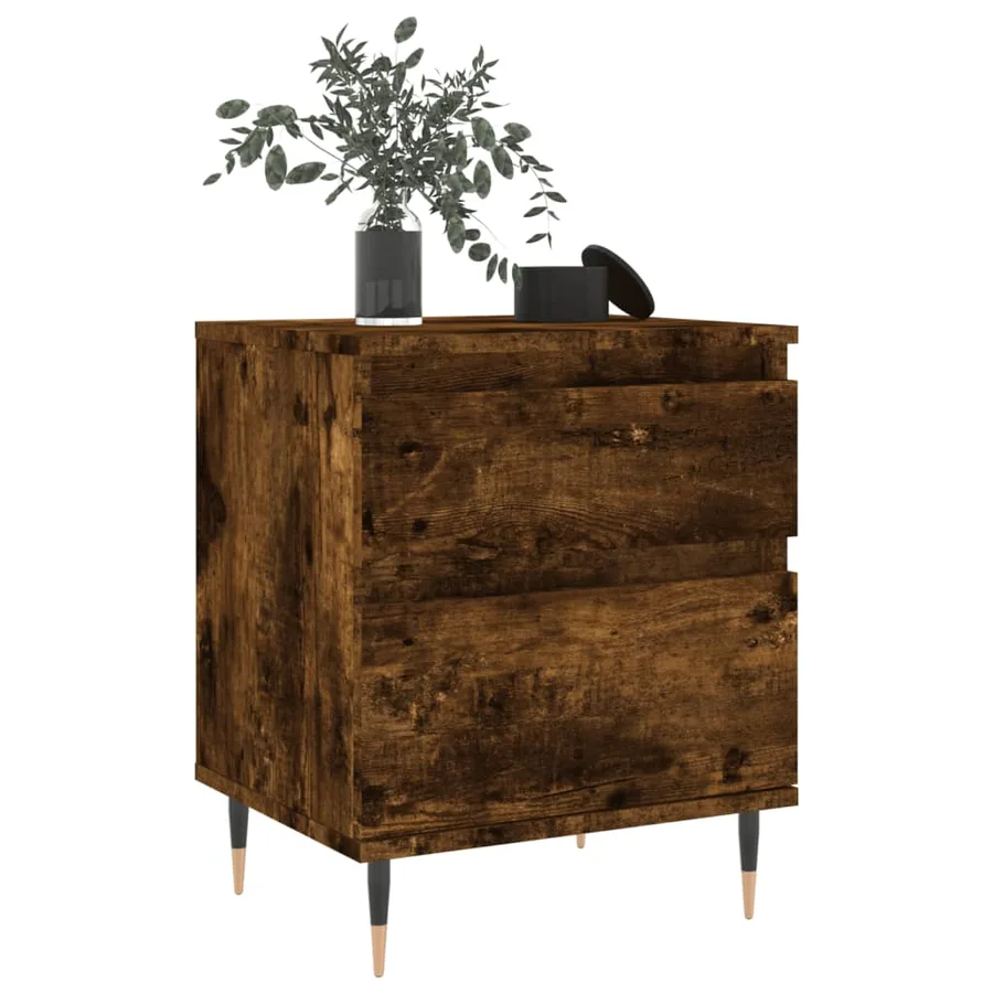 Tables de chevet 2 pcs chêne fumé 40x35x50 cm bois ingénierie - 9