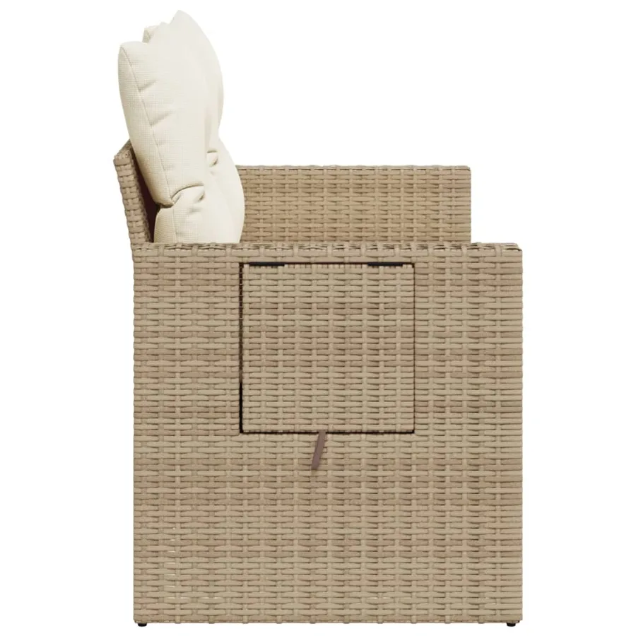 Canapé de jardin avec coussins 2 places beige résine tressée - 6