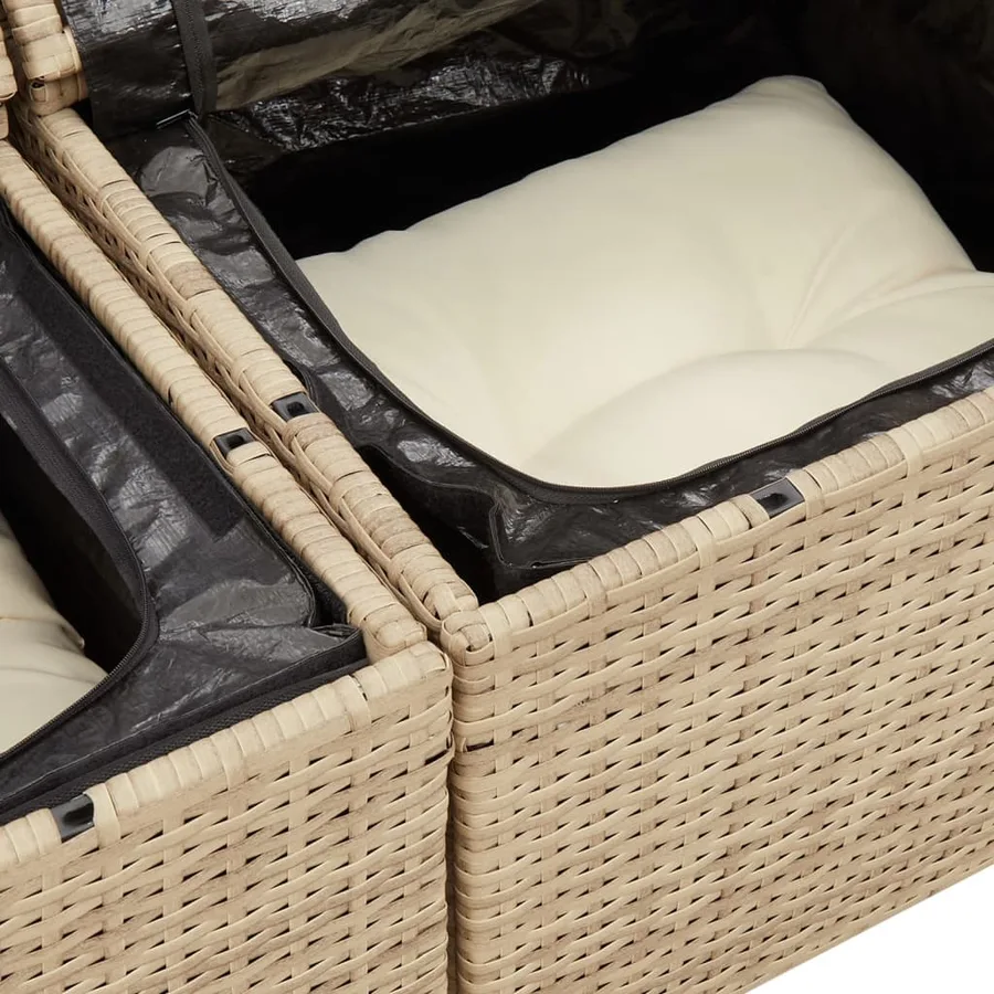 Canapé de jardin avec coussins 2 places beige résine tressée - 9