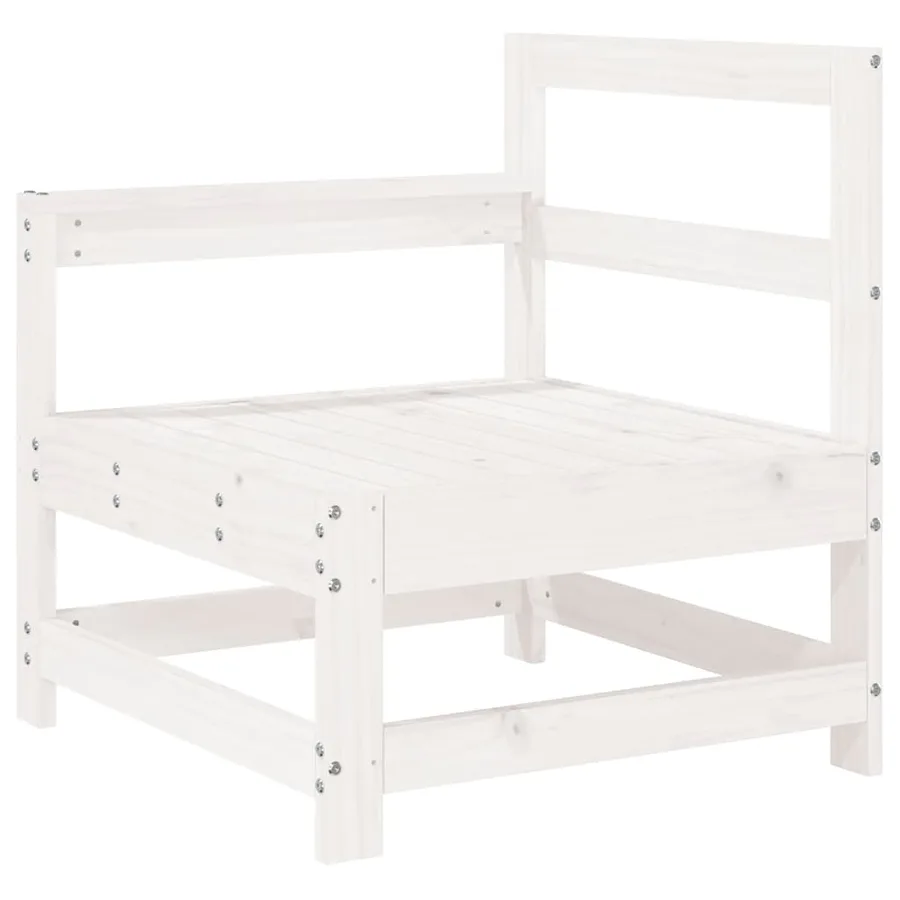 Salon de jardin 7 pcs Blanc Bois de pin massif - 3