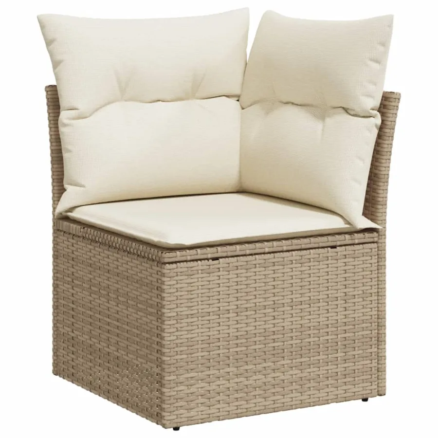 Salon de jardin avec coussins 10 pcs beige résine tressée - 5
