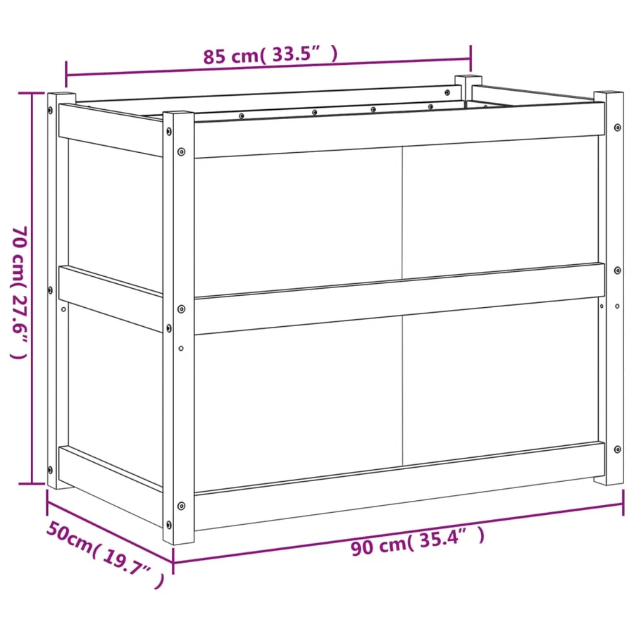 Jardinière blanc 90x50x70 cm bois de pin massif - 11