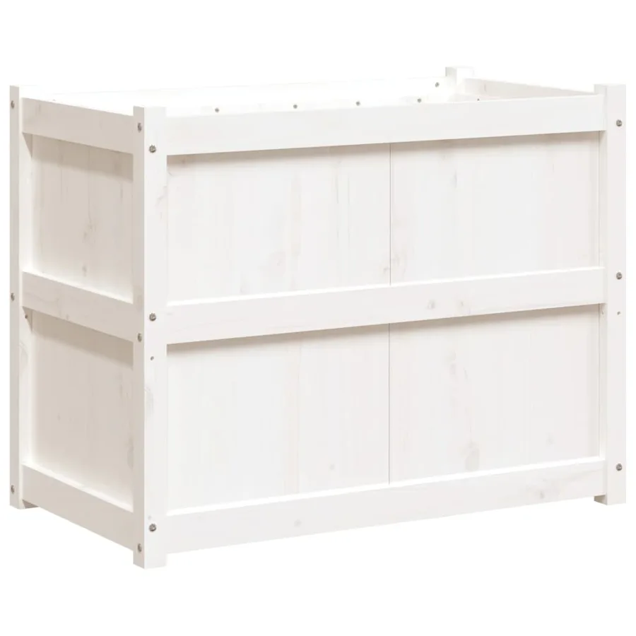 Jardinière blanc 90x50x70 cm bois de pin massif - 2