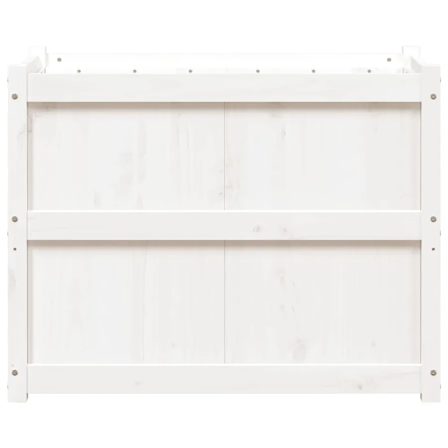 Jardinière blanc 90x50x70 cm bois de pin massif - 5