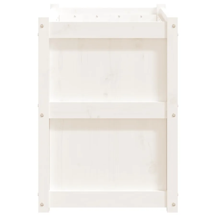 Jardinière blanc 90x50x70 cm bois de pin massif - 6