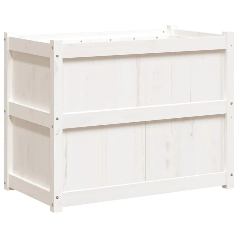 Jardinière blanc 90x50x70 cm bois de pin massif - 7