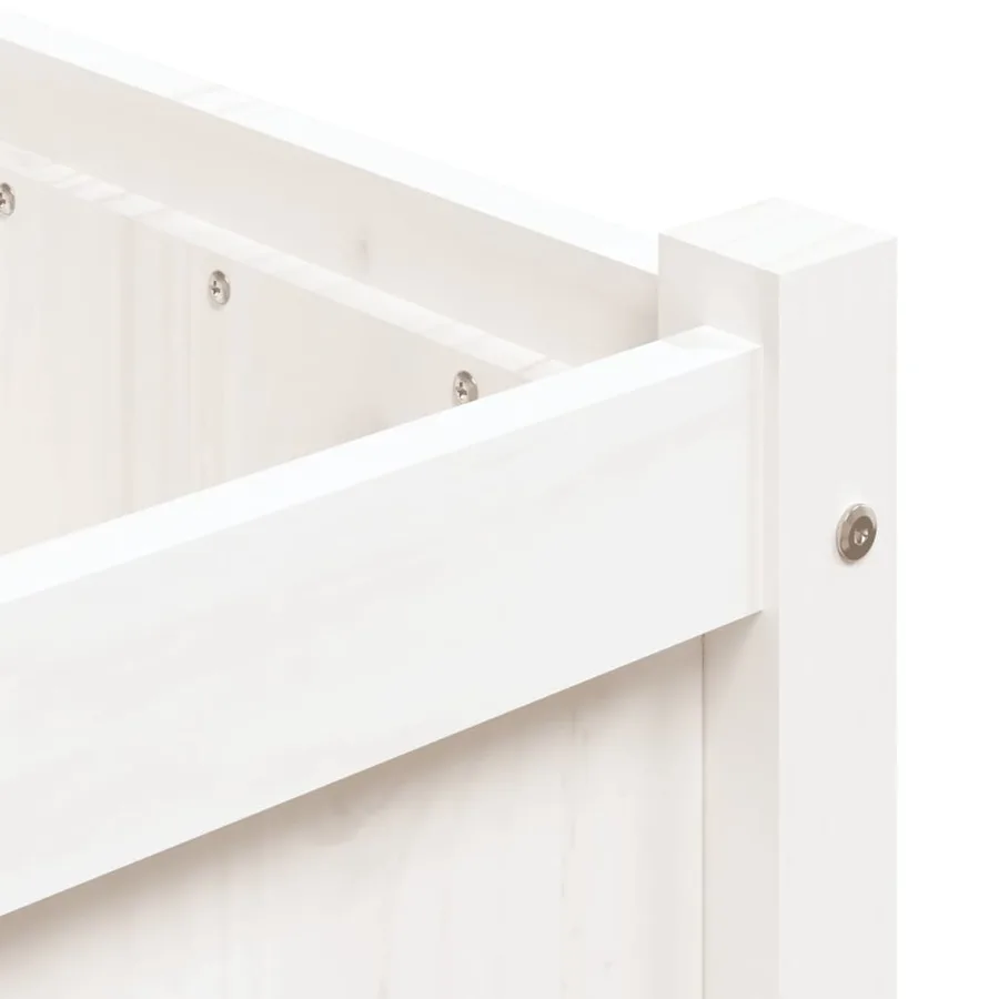 Jardinière blanc 90x50x70 cm bois de pin massif - 9