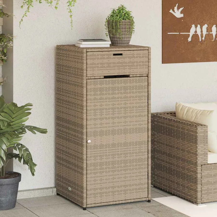 Armoire de rangement de jardin beige 55x55x111cm résine tressée