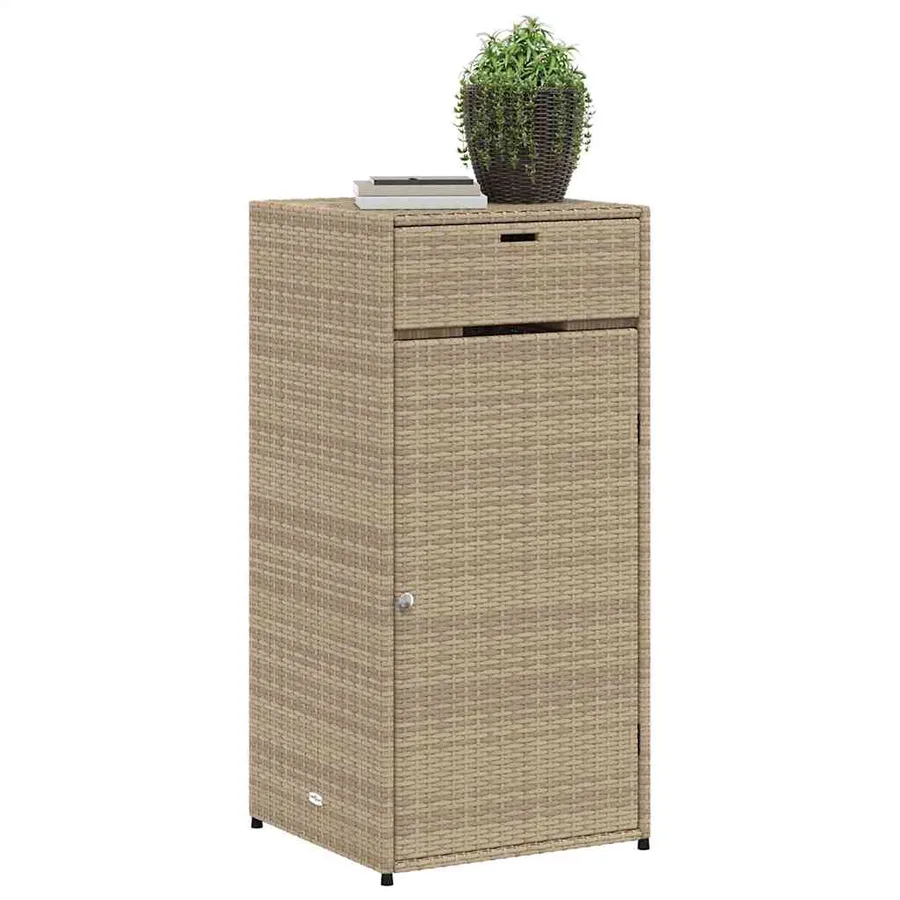 Armoire de rangement de jardin beige 55x55x111cm résine tressée - 4