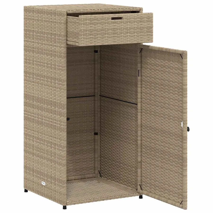 Armoire de rangement de jardin beige 55x55x111cm résine tressée - 7