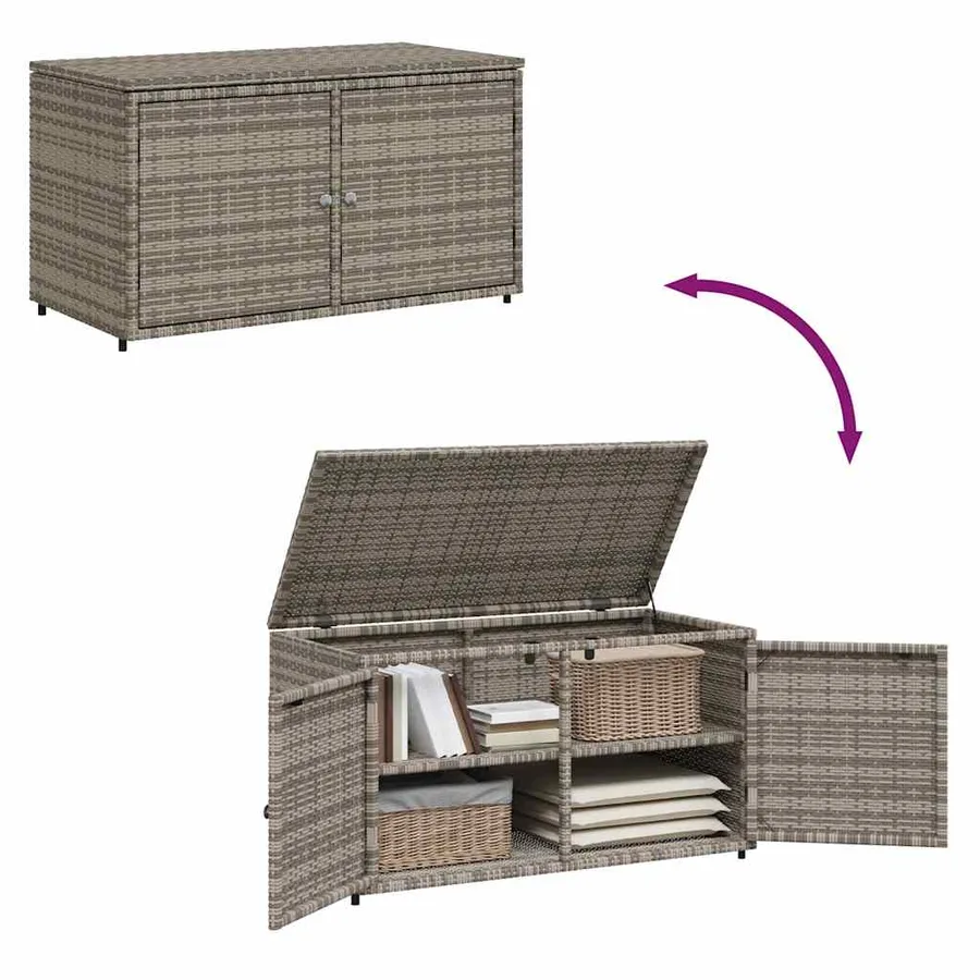 Armoire de rangement jardin gris 110x55x60,5 cm résine tressée - 10