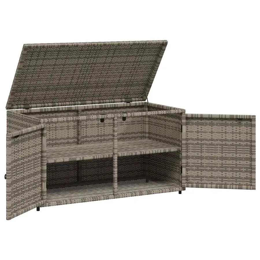 Armoire de rangement jardin gris 110x55x60,5 cm résine tressée - 7