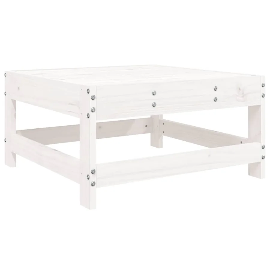 Salon de jardin 7 pcs Blanc Bois de pin massif - 6