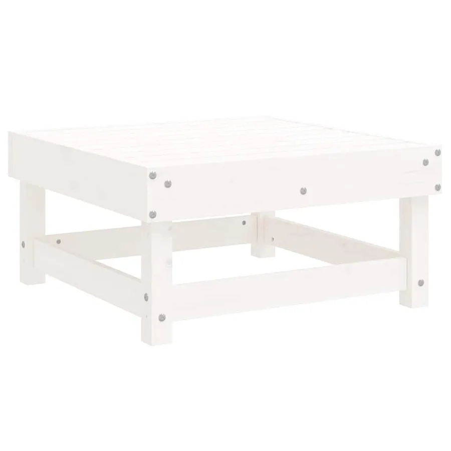 Salon de jardin 7 pcs Blanc Bois de pin massif - 5