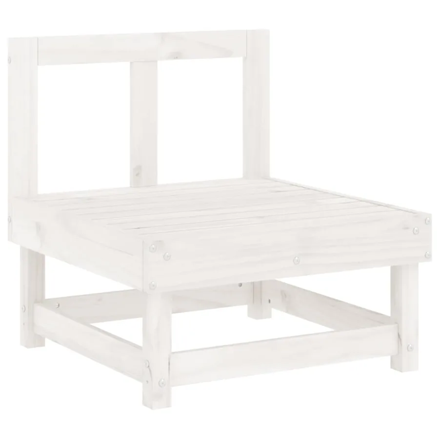 Salon de jardin 11 pcs Blanc Bois de pin massif - 4