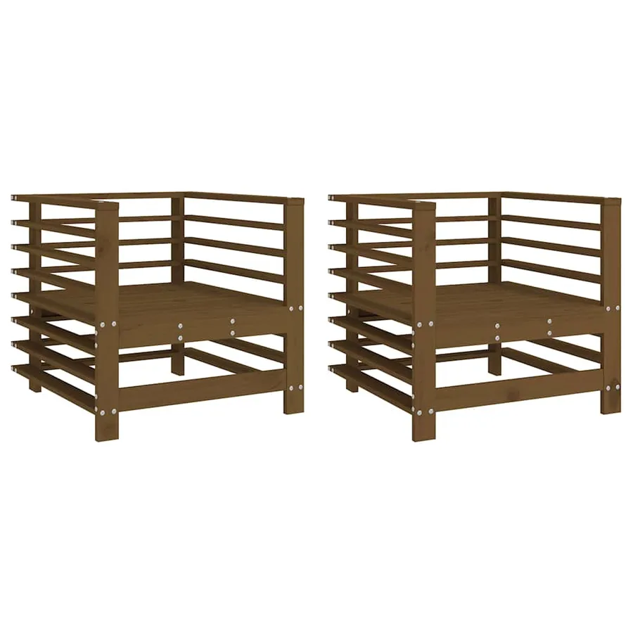 Chaises de jardin lot de 2 marron miel bois massif de pin - 2