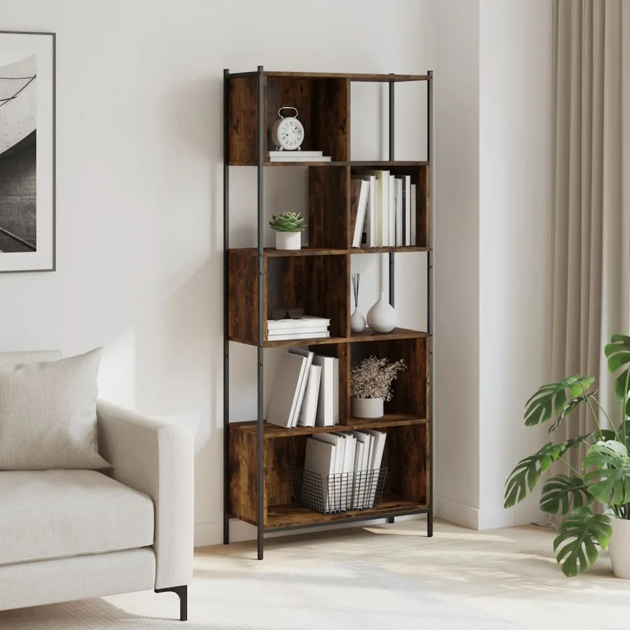 Bibliothèque chêne fumé 72x28x172 cm bois d'ingénierie - 3