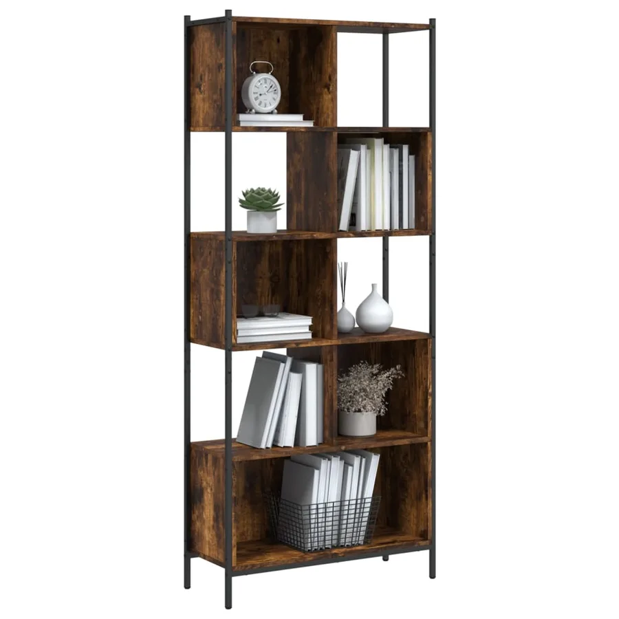 Bibliothèque chêne fumé 72x28x172 cm bois d'ingénierie - 4