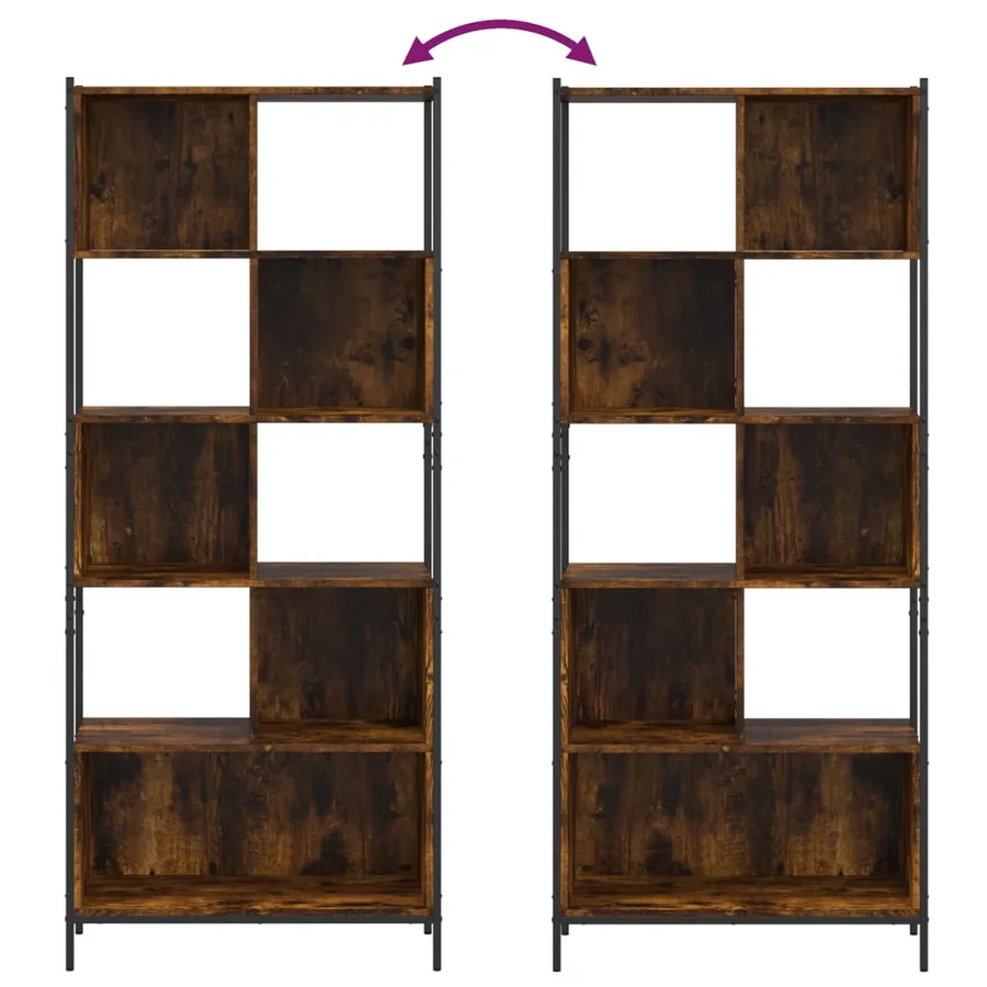 Bibliothèque chêne fumé 72x28x172 cm bois d'ingénierie - 8