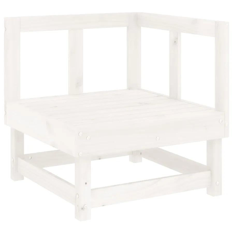 Salon de jardin 7 pcs Blanc Bois de pin massif - 3