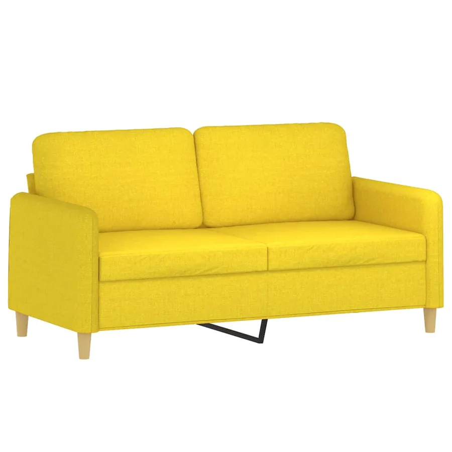 Ensemble de canapés 2 pcs avec coussins Jaune clair Tissu - 4