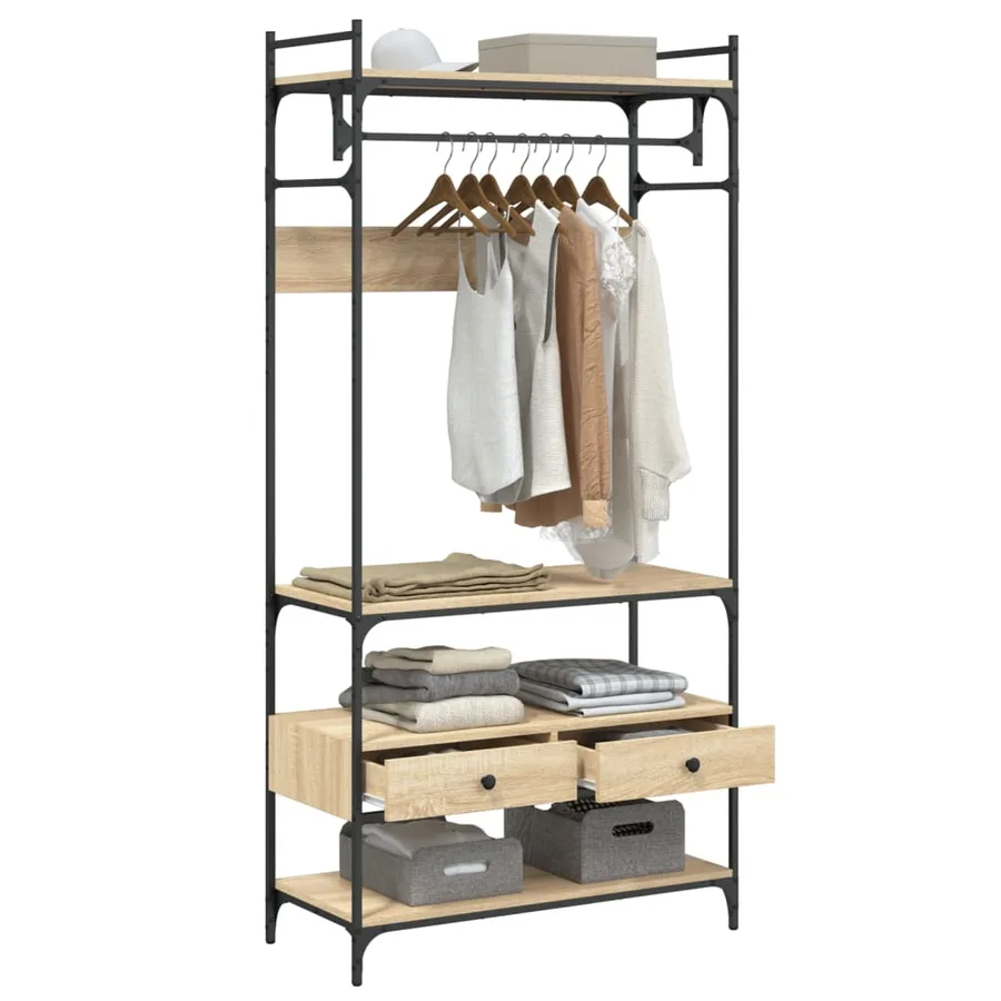 Armoire à tiroirs chêne sonoma 89x39x184,5 cm bois d'ingénierie - 4