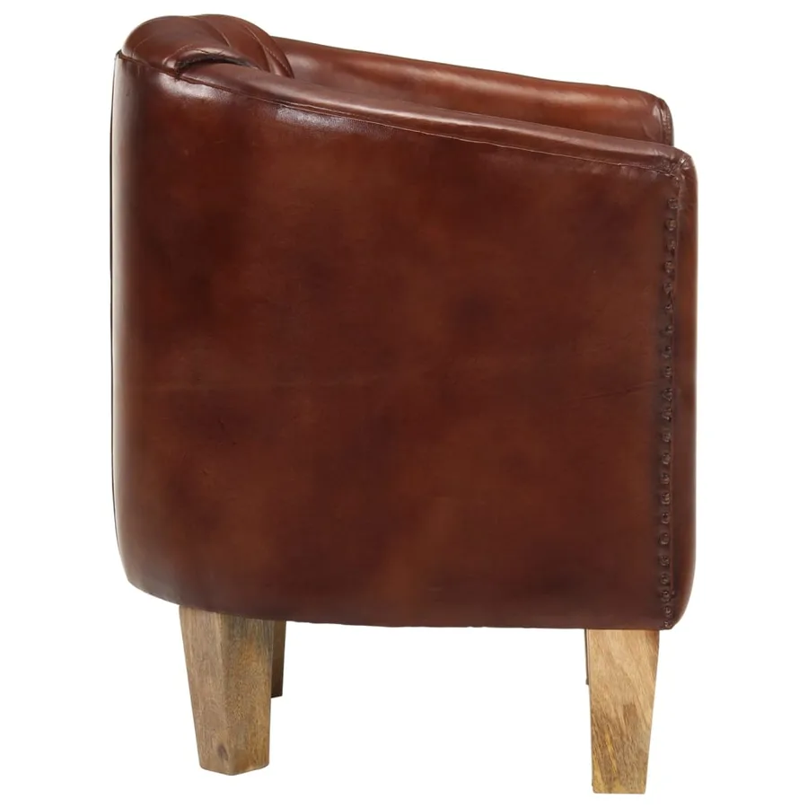 Chaise cabriolet marron cuir véritable - 3
