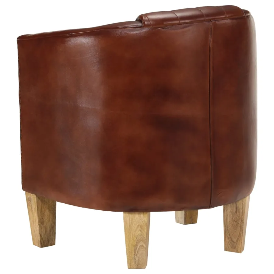Chaise cabriolet marron cuir véritable - 4