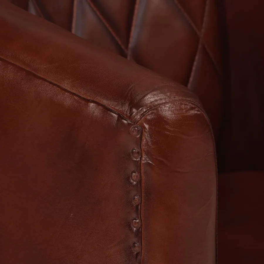 Chaise cabriolet marron cuir véritable - 5