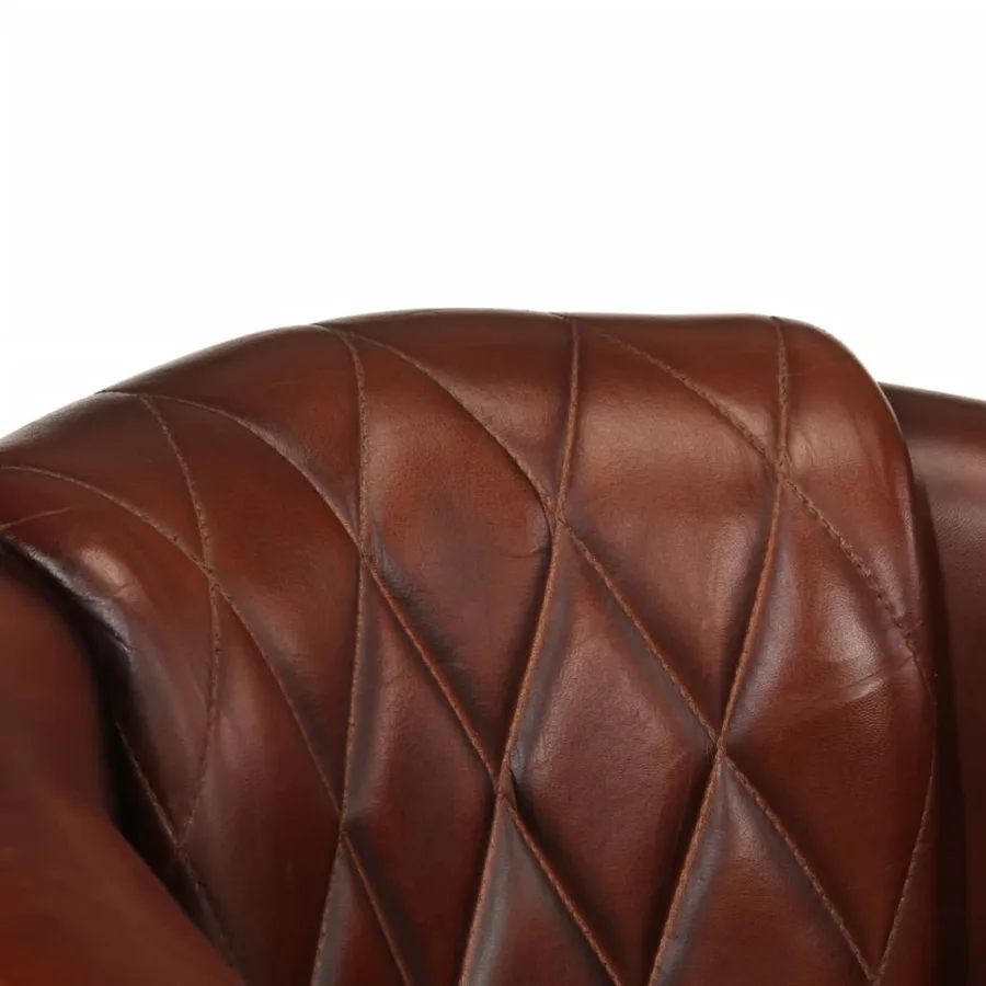 Chaise cabriolet marron cuir véritable - 6