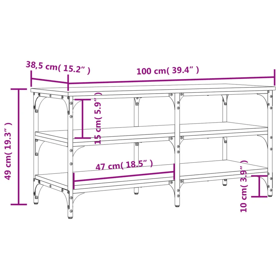 Banc à chaussures noir 100x38,5x49 cm bois d'ingénierie - 10