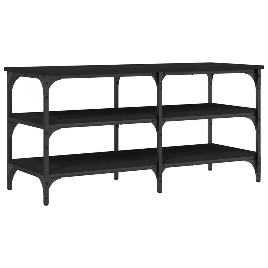 Banc à chaussures noir 100x38,5x49 cm bois d'ingénierie - 2