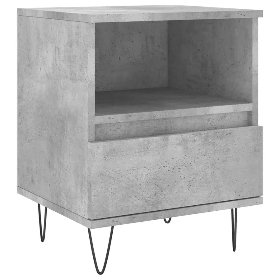 Table de chevet gris béton 40x35x50 cm bois d’ingénierie - 2