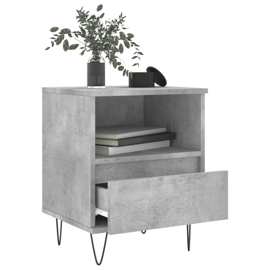 Table de chevet gris béton 40x35x50 cm bois d’ingénierie - 4