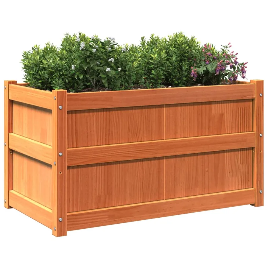 Jardinières 2 pcs cire marron bois de pin massif - 4