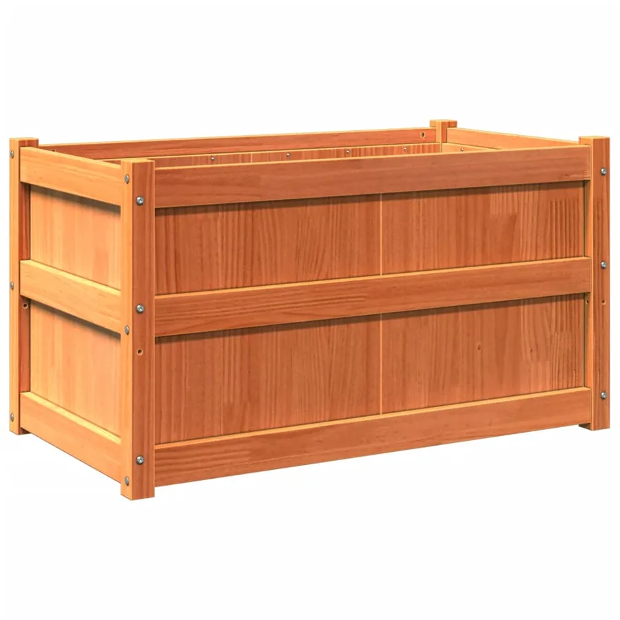 Jardinières 2 pcs cire marron bois de pin massif - 5