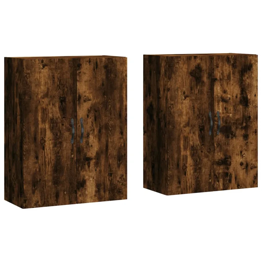 Armoires murales 2 pcs chêne fumé bois d'ingénierie - 2