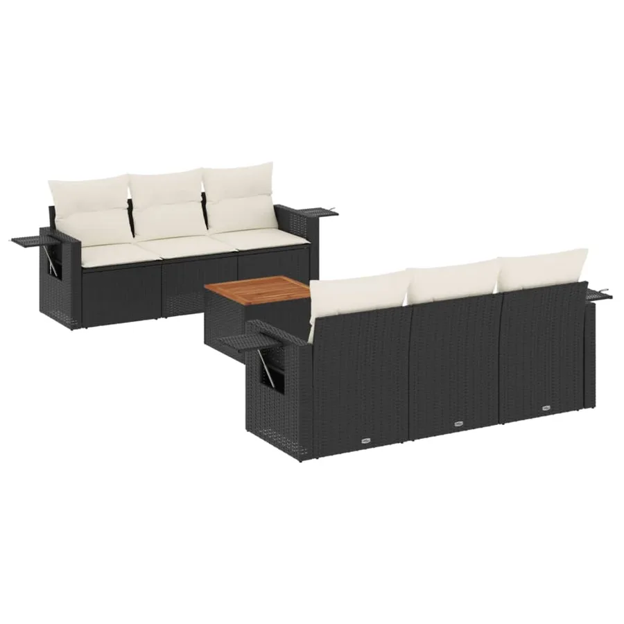Salon de jardin 7 pcs avec coussins noir résine tressée 55 x 62 x 69 cm - 59,2 kg - 2