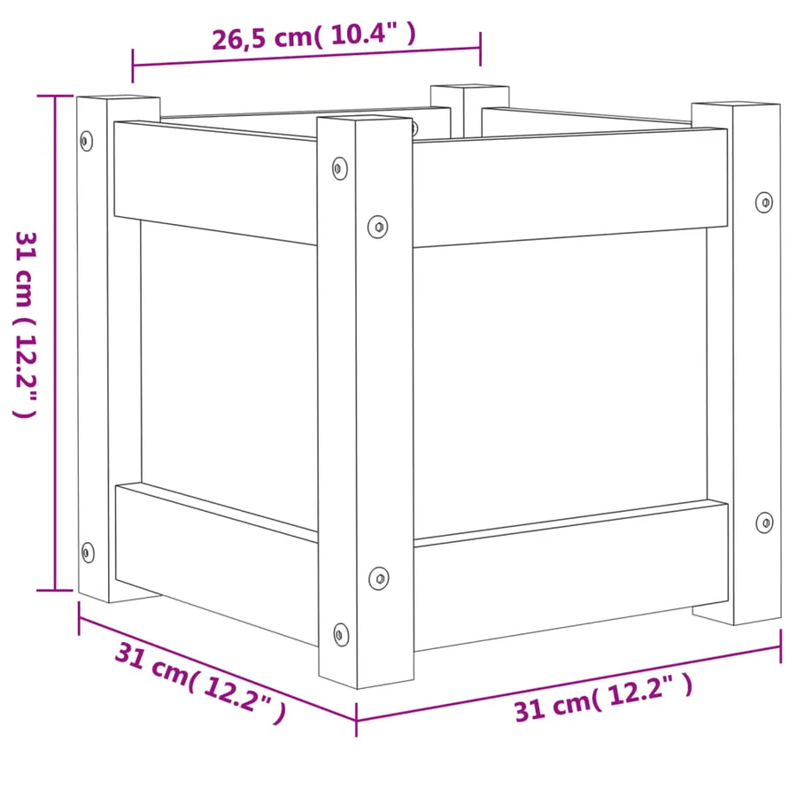 Jardinière blanc 31x31x31 cm bois de pin massif - 11