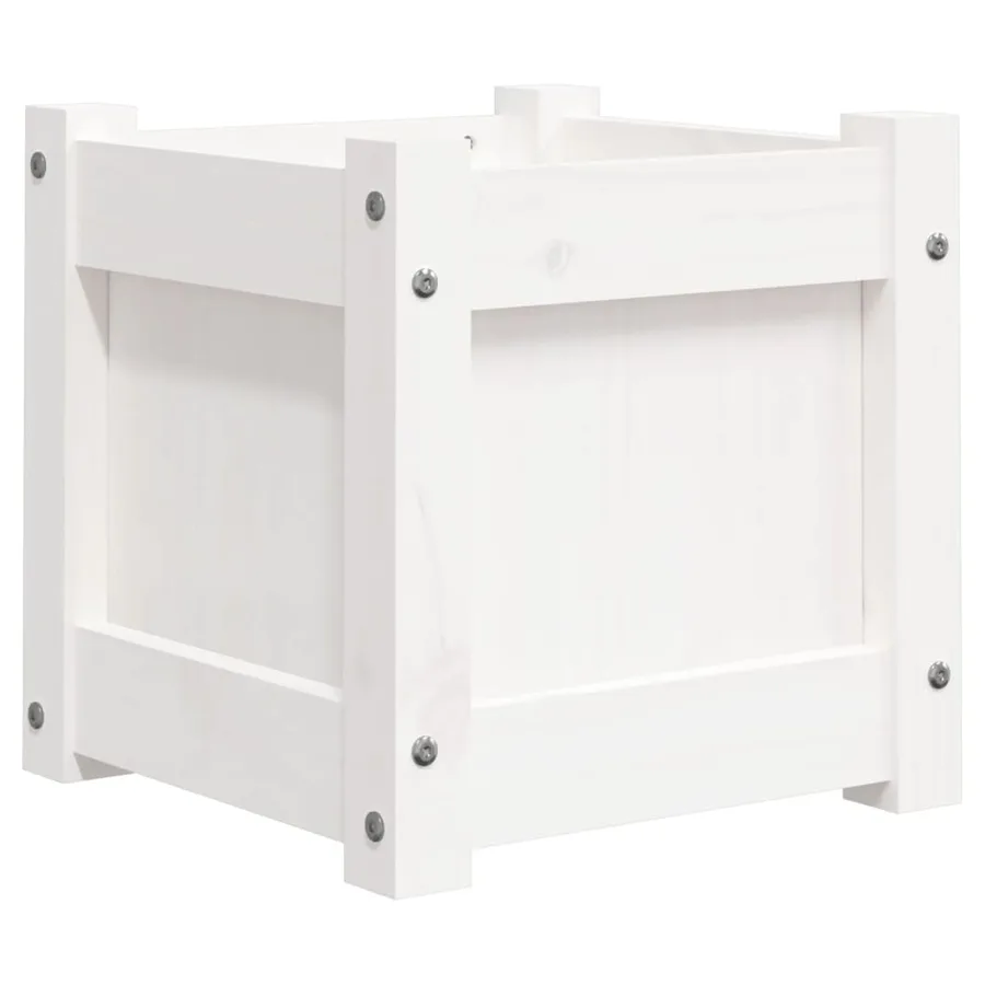 Jardinière blanc 31x31x31 cm bois de pin massif - 2