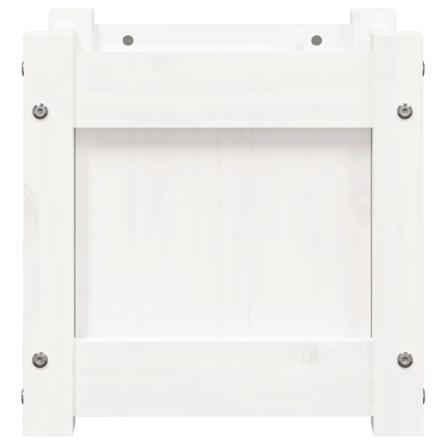 Jardinière blanc 31x31x31 cm bois de pin massif - 5