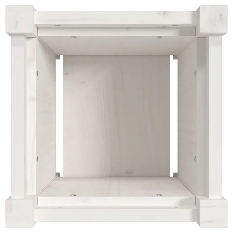 Jardinière blanc 31x31x31 cm bois de pin massif - 8