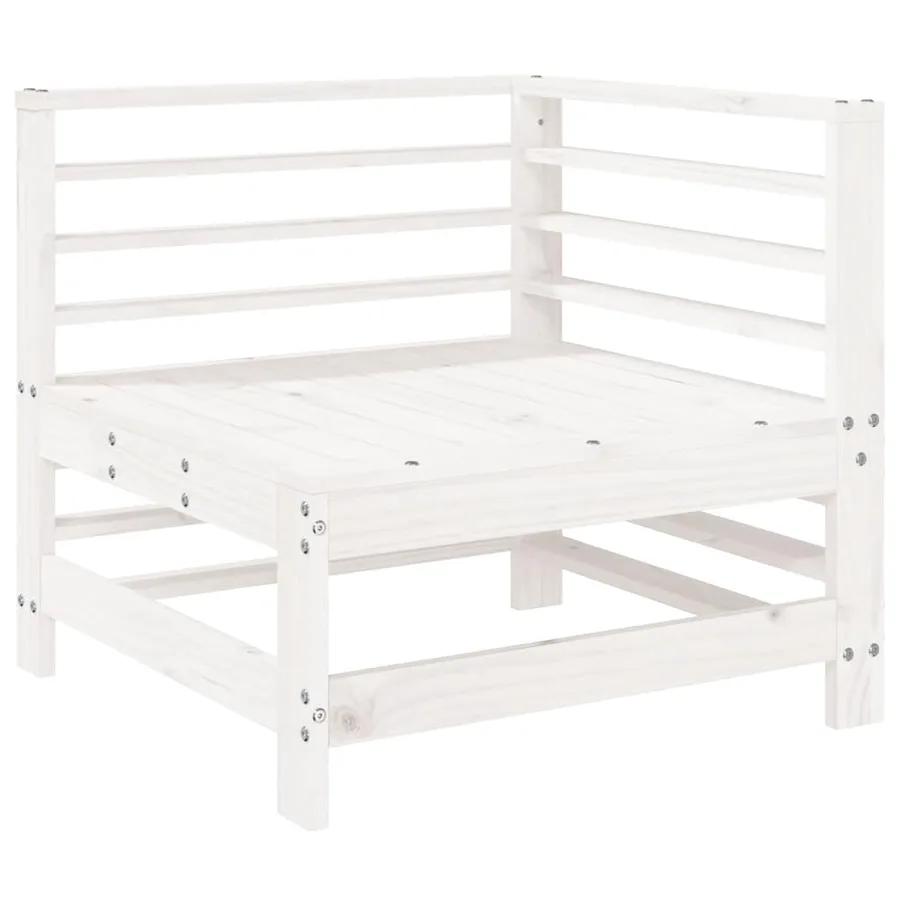 Salon de jardin 9 pcs Blanc Bois de pin massif - 3