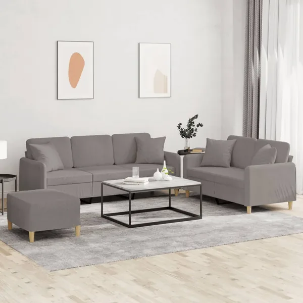 Ensemble de canapés 3 pcs avec coussins taupe tissu