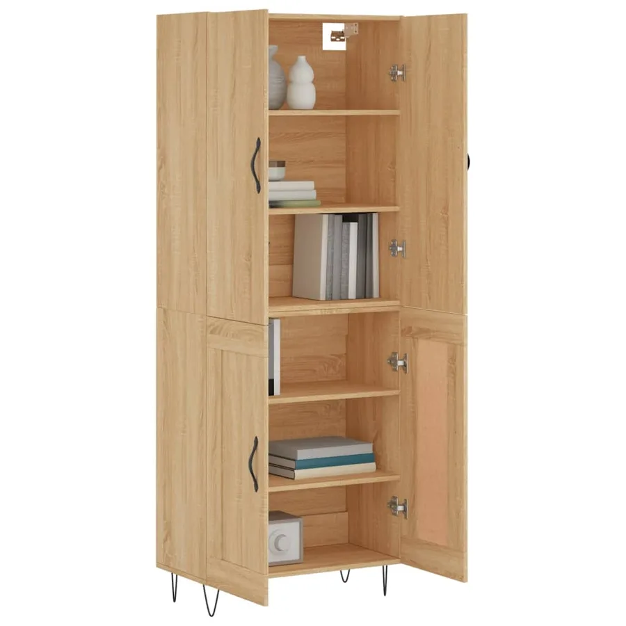 Buffet haut Chêne sonoma 69,5x34x180 cm Bois d'ingénierie - 3