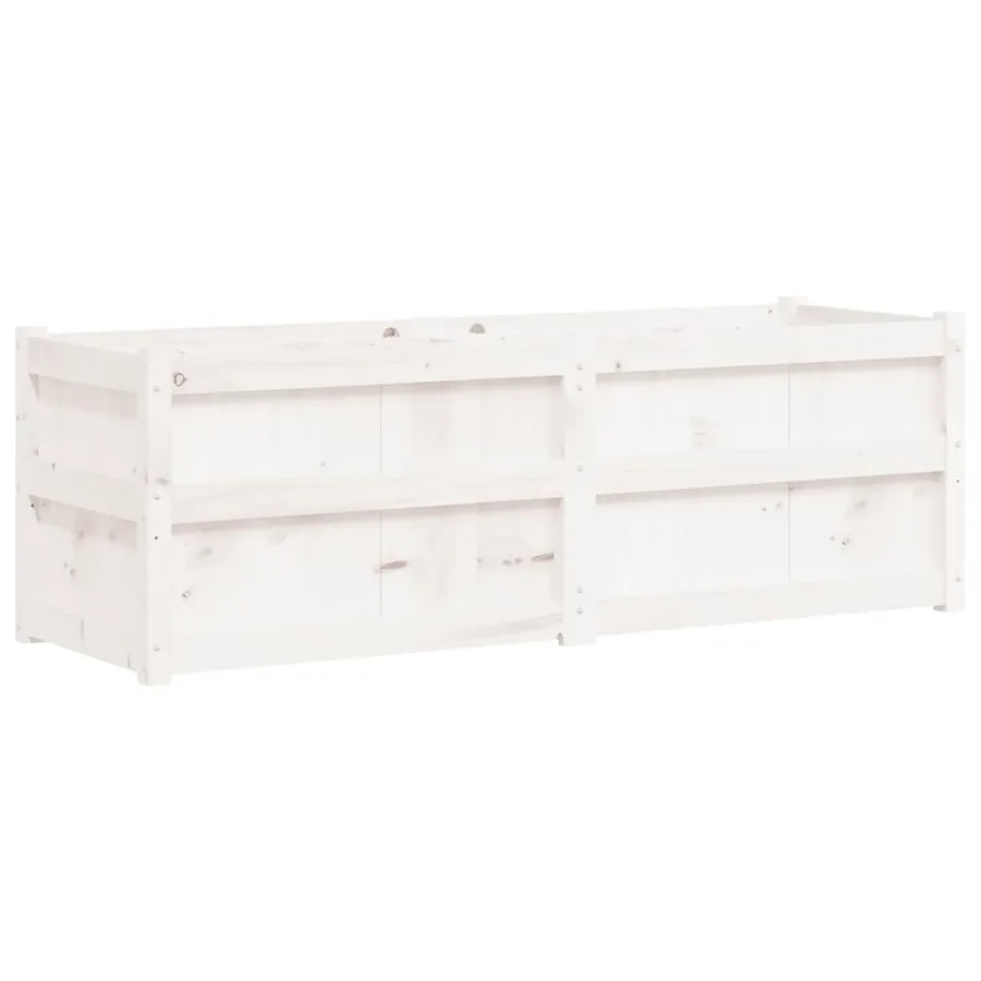 Jardinière blanc 150x50x50 cm bois massif de pin - 7