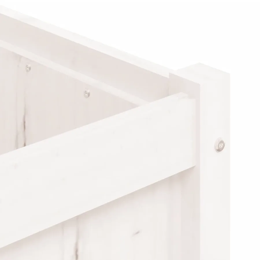Jardinière blanc 150x50x50 cm bois massif de pin - 9