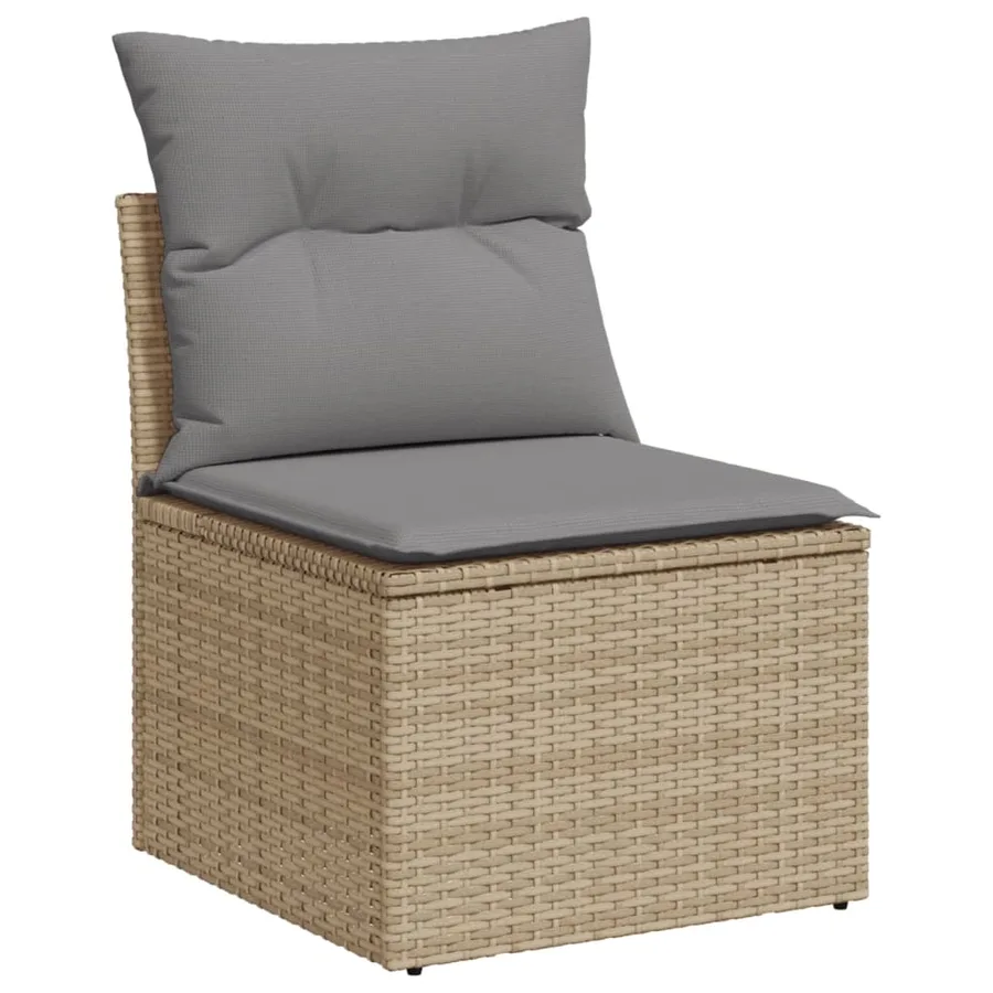 Salon de jardin avec coussins 7 pcs beige résine tressée - 5