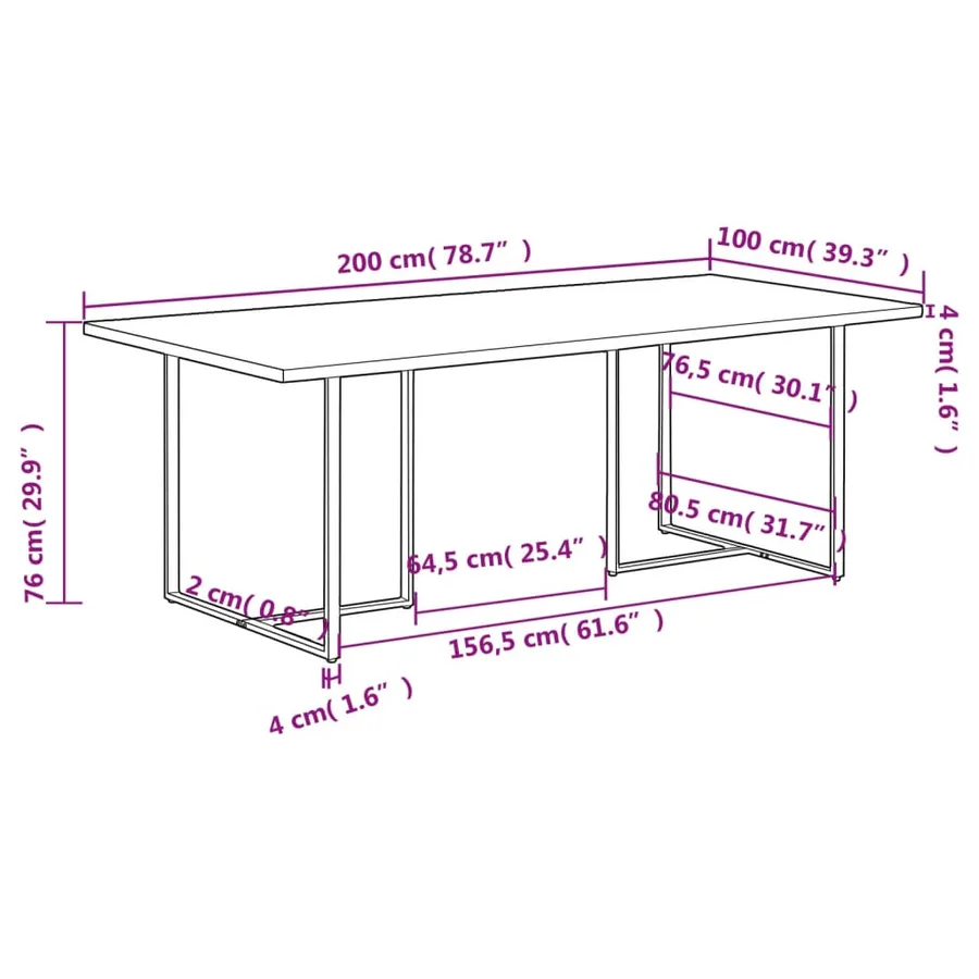 Table de salle à manger 200 cm Bois de récupération massif - 11
