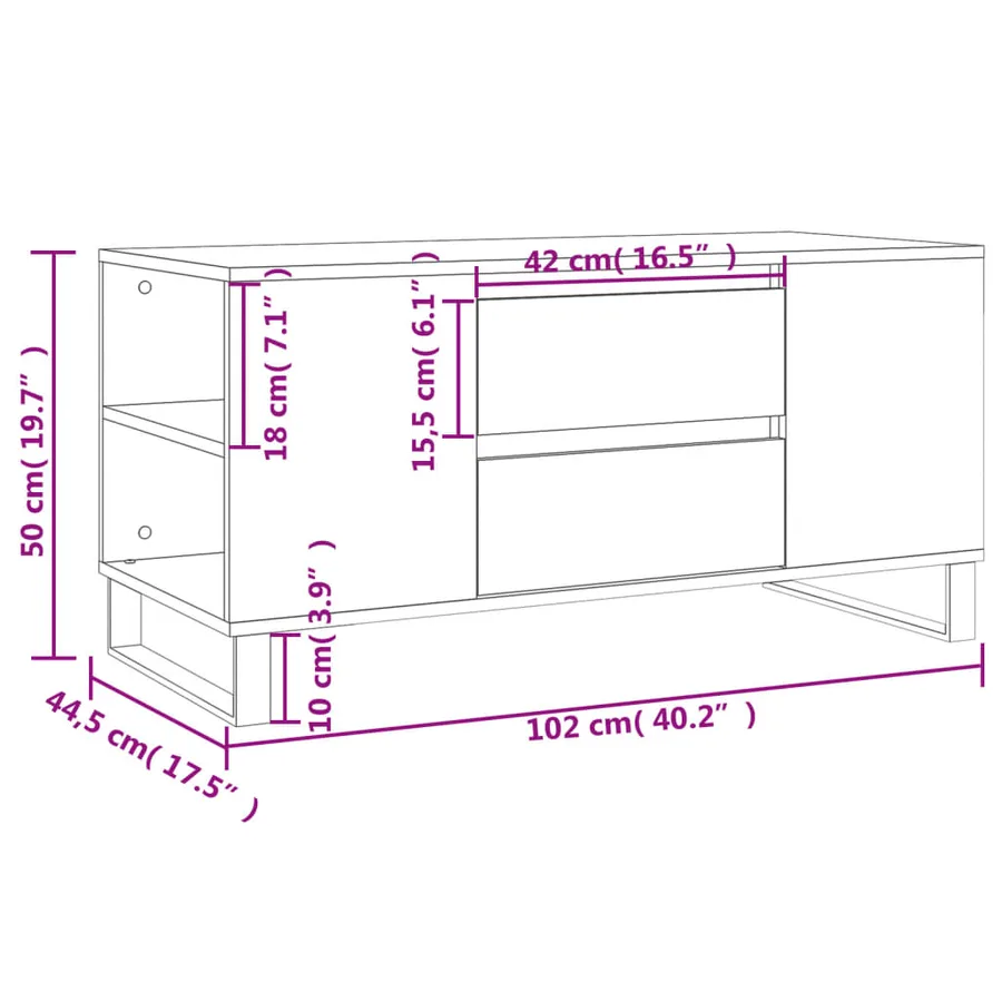 Table basse chêne sonoma 102x44,5x50 cm bois d'ingénierie - 11